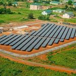 Aerial view of a solar power installation in Nigeria linked to public renewable energy infrastructure